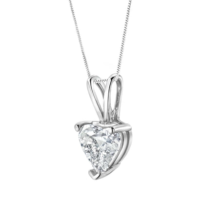 14K White Gold 3/8 Cttw Heart-Shaped Diamond Classic Solitaire 18" Pendant Necklace (H-I Color, VS2-SI1 Clarity) by Bids.com