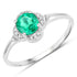 0.46 Carat Genuine Zambian Emerald and White Diamond 14K White Gold Ring  DestGlow