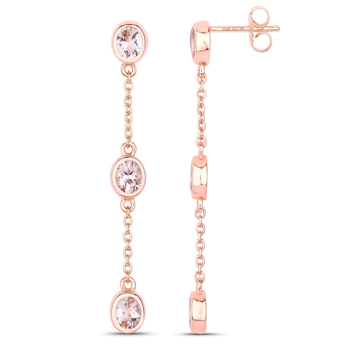 1.62 Carat Genuine Morganite .925 Sterling Silver Earrings by Bids.com