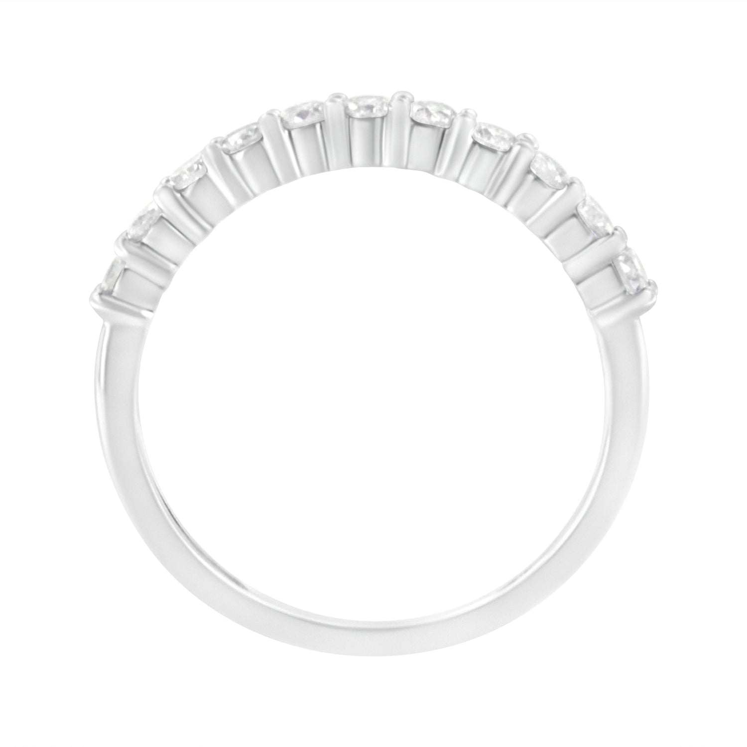 IGI Certified 1/2 Cttw Diamond 10K White Gold Prong Set Fluted Band Style Ring (I-J Color, I2-I3 Clarity) - Size 7 by Bids.com