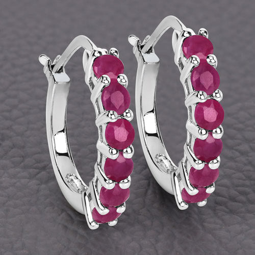 1.56 Carat Genuine Ruby .925 Sterling Silver Earrings  DestGlow