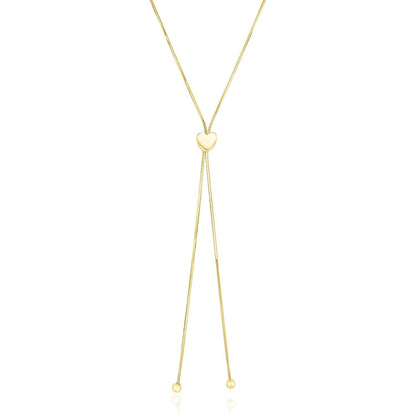14k Yellow Gold Adjustable Heart Style Lariat Necklace by Bids.com