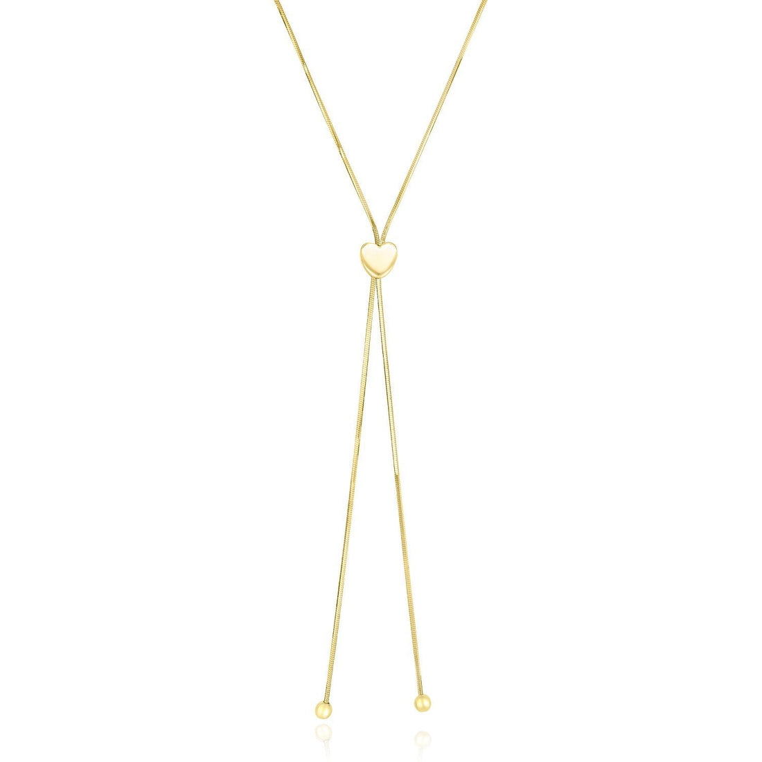 14k Yellow Gold Adjustable Heart Style Lariat Necklace by Bids.com