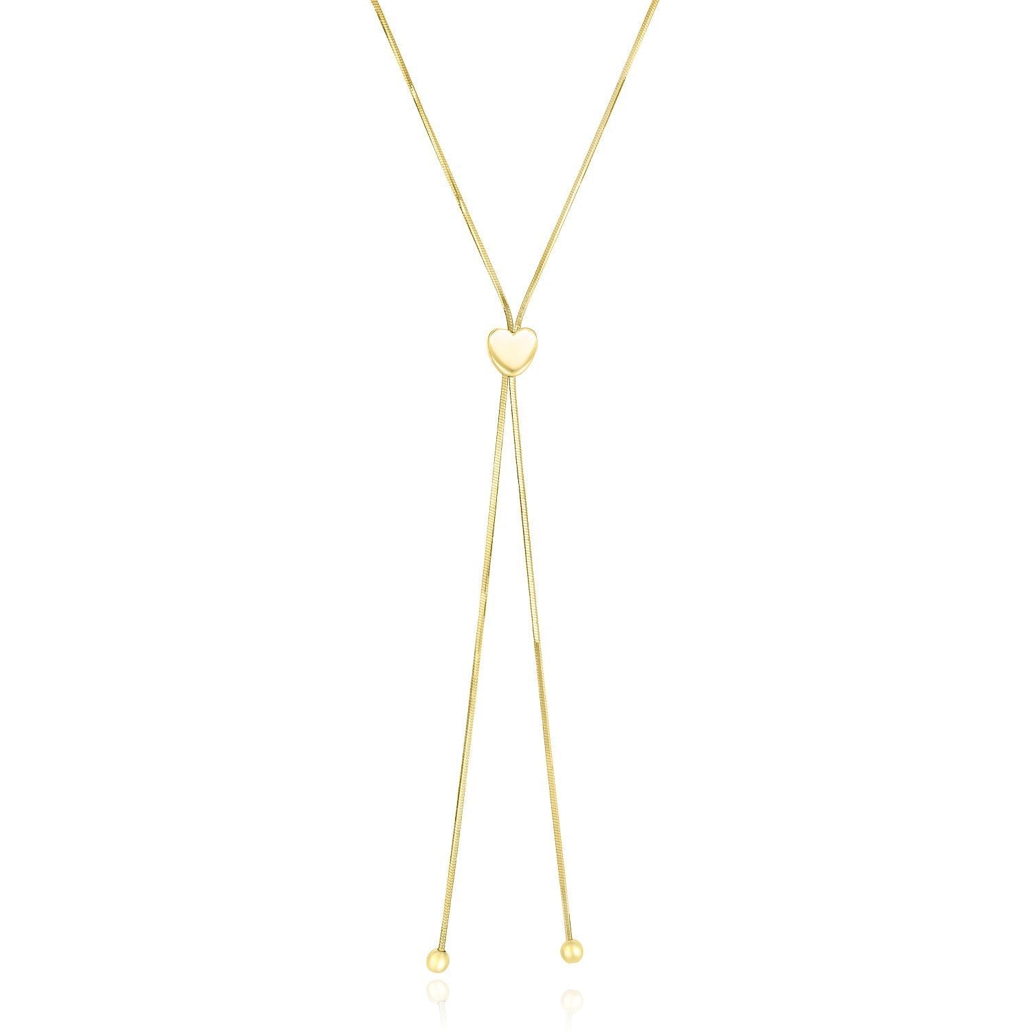14k Yellow Gold Adjustable Heart Style Lariat Necklace by Bids.com