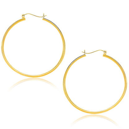 10k Yellow Gold Polished Hoop Earrings (40mm)  DestGlow