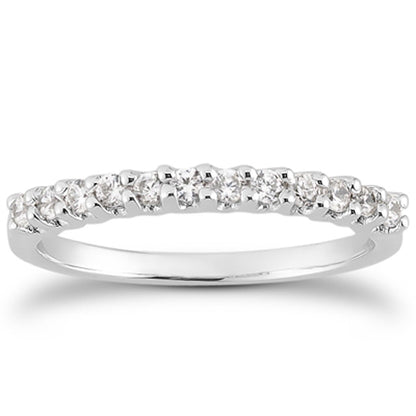 14k White Gold Fancy U Setting Shared Prong Diamond Wedding Ring Band by Bids.com