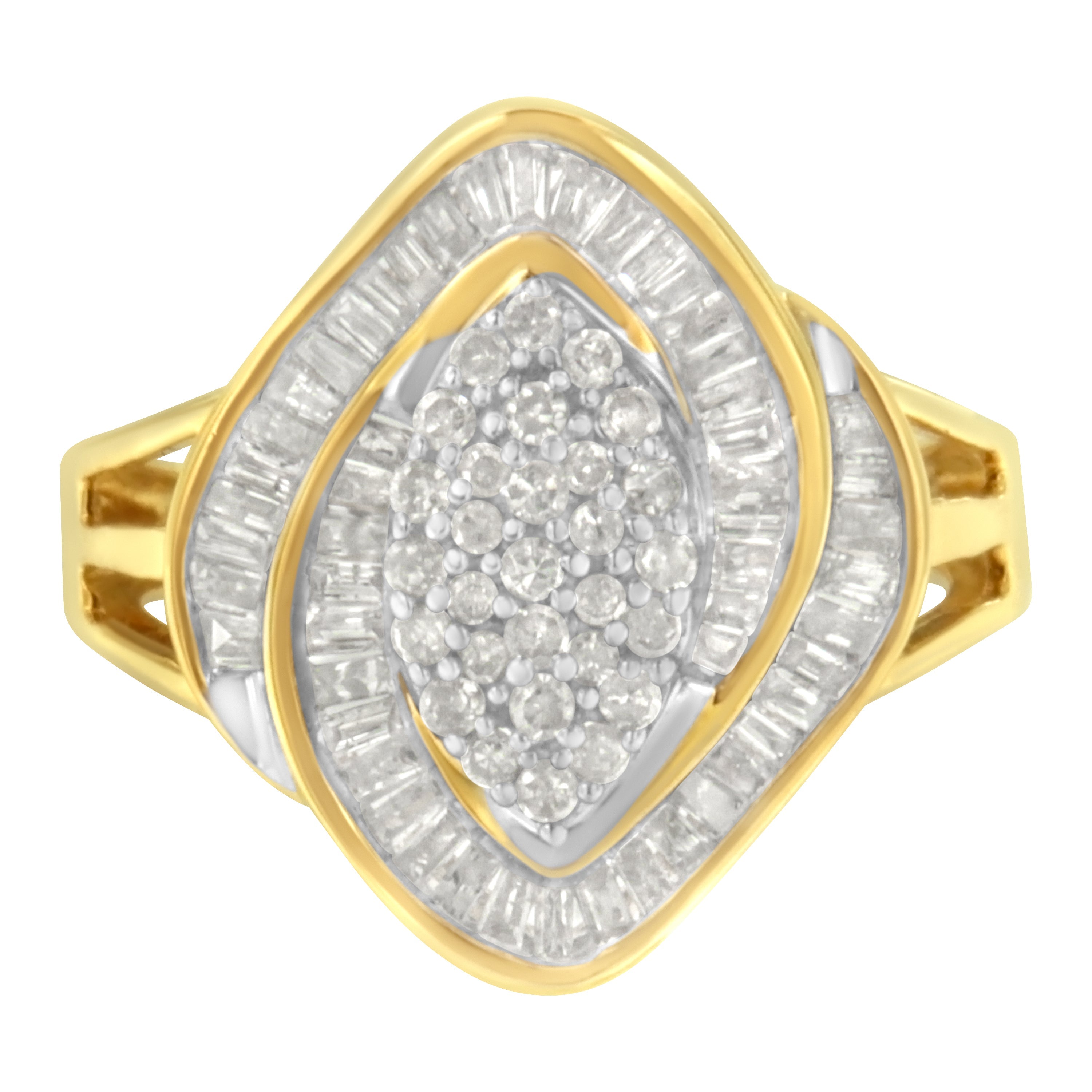 10K Yellow Gold Diamond Cluster Ring (3/4 Cttw, J-K Color, I2-I3 Clarity) - Size 6 by Bids.com