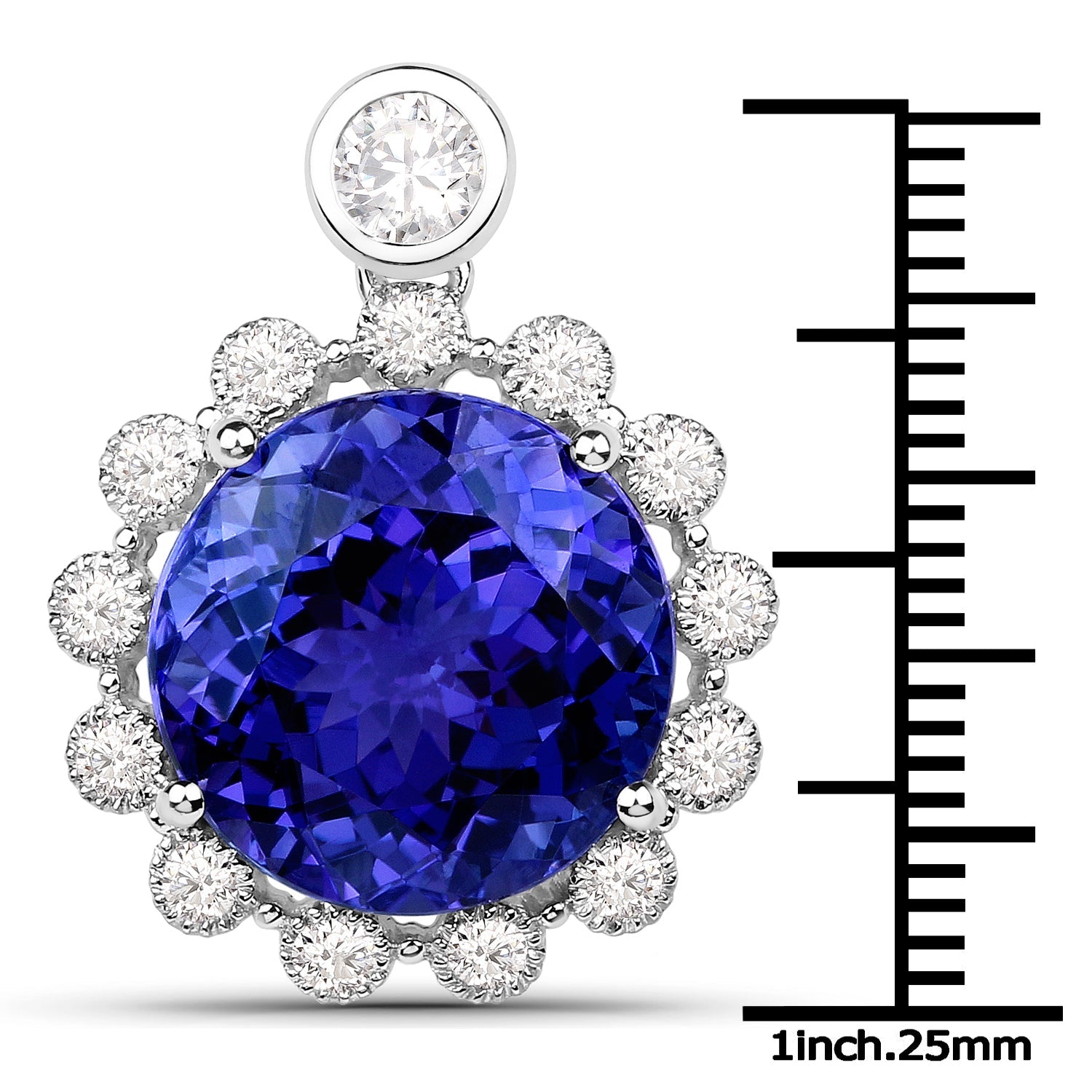 14.36 Carat Genuine Tanzanite and White Diamond 18K White Gold Pendant by Bids.com
