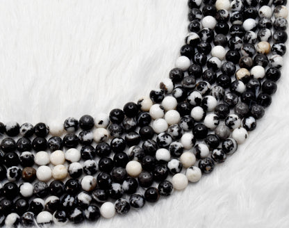 Black &amp; White Zebra Jasper AAA Grade 4mm, 6mm, 8mm, 10mm, 12mm Round Beads  DestGlow