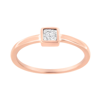 14K Rose Gold Plated .925 Sterling Silver 1/20 cttw Miracle Set Diamond Promise Ring (J-K Color, I1-I2 Clarity) - Size 6 by Bids.com