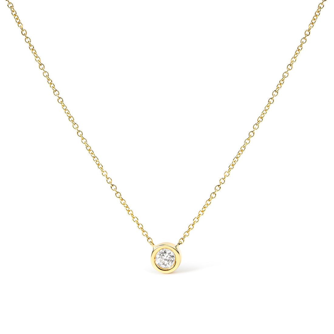 2 Micron 14K Rose Gold Plated Sterling Silver Bezel-Set Diamond Solitaire Pendant Necklace (1/3 cttw, H-I Color, I1-I2 Clarity) by Bids.com