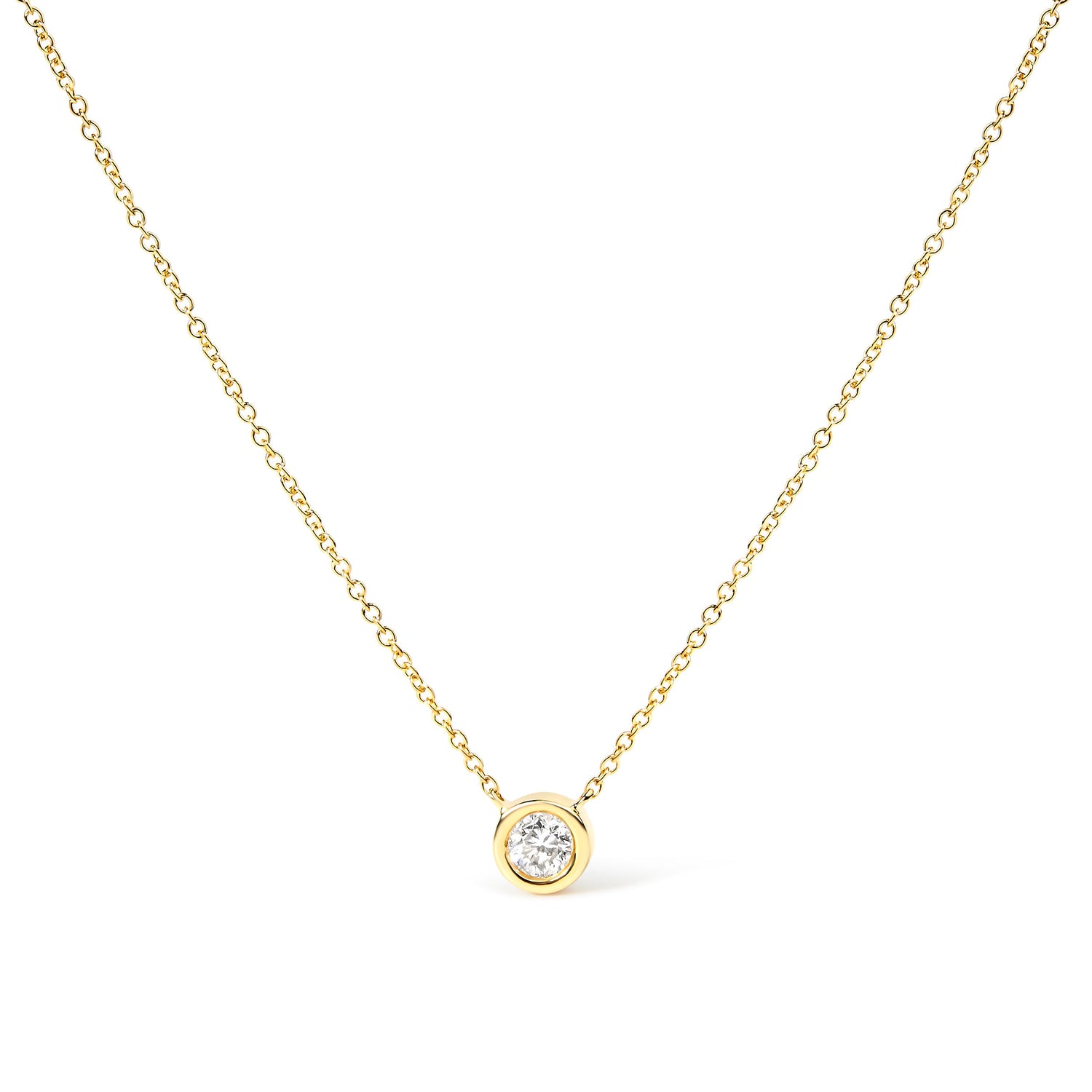 2 Micron 14K Rose Gold Plated Sterling Silver Bezel-Set Diamond Solitaire Pendant Necklace (1/3 cttw, H-I Color, I1-I2 Clarity) by Bids.com