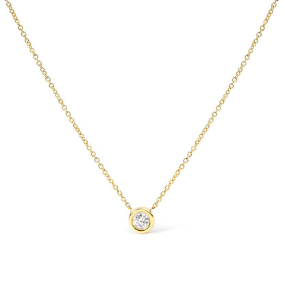 2 Micron 14K Rose Gold Plated Sterling Silver Bezel-Set Diamond Solitaire Pendant Necklace (1/3 cttw, H-I Color, I1-I2 Clarity) by Bids.com