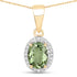 1.27 Carat Genuine Green Tourmaline and White Diamond 14K Yellow Gold Pendant by Bids.com