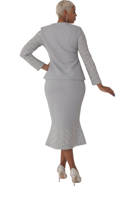 Silver Shimmer Textured Knit Suit - 7304 by Tally Taylor