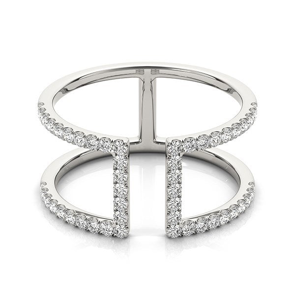 14k White Gold Modern Dual Band Style Diamond Ring (1/2 cttw) by Bids.com