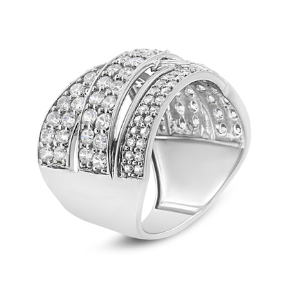 .925 Sterling Silver 2.00 Cttw Round-Cut Diamond Overlapping Bypass Band Ring (I-J Color, I2-I3 Clarity) - Ring Size 7 by Bids.com