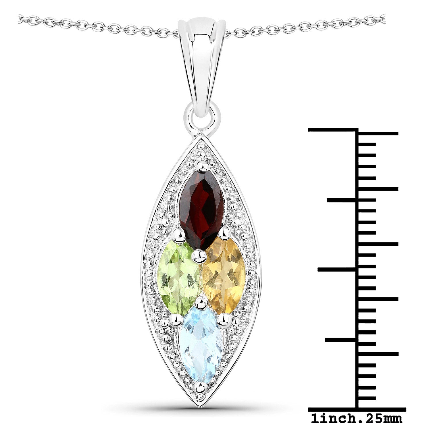 2.35 Carat Genuine Multi Stones .925 Sterling Silver Pendant by Bids.com