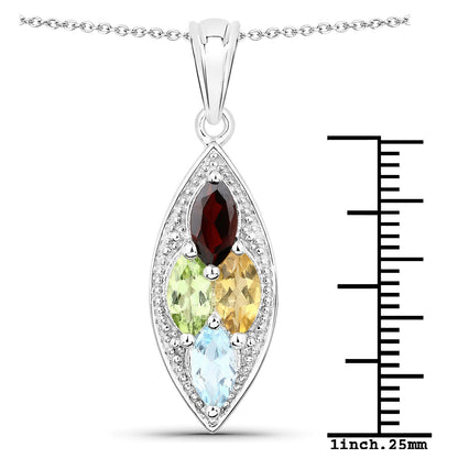 2.35 Carat Genuine Multi Stones .925 Sterling Silver Pendant by Bids.com
