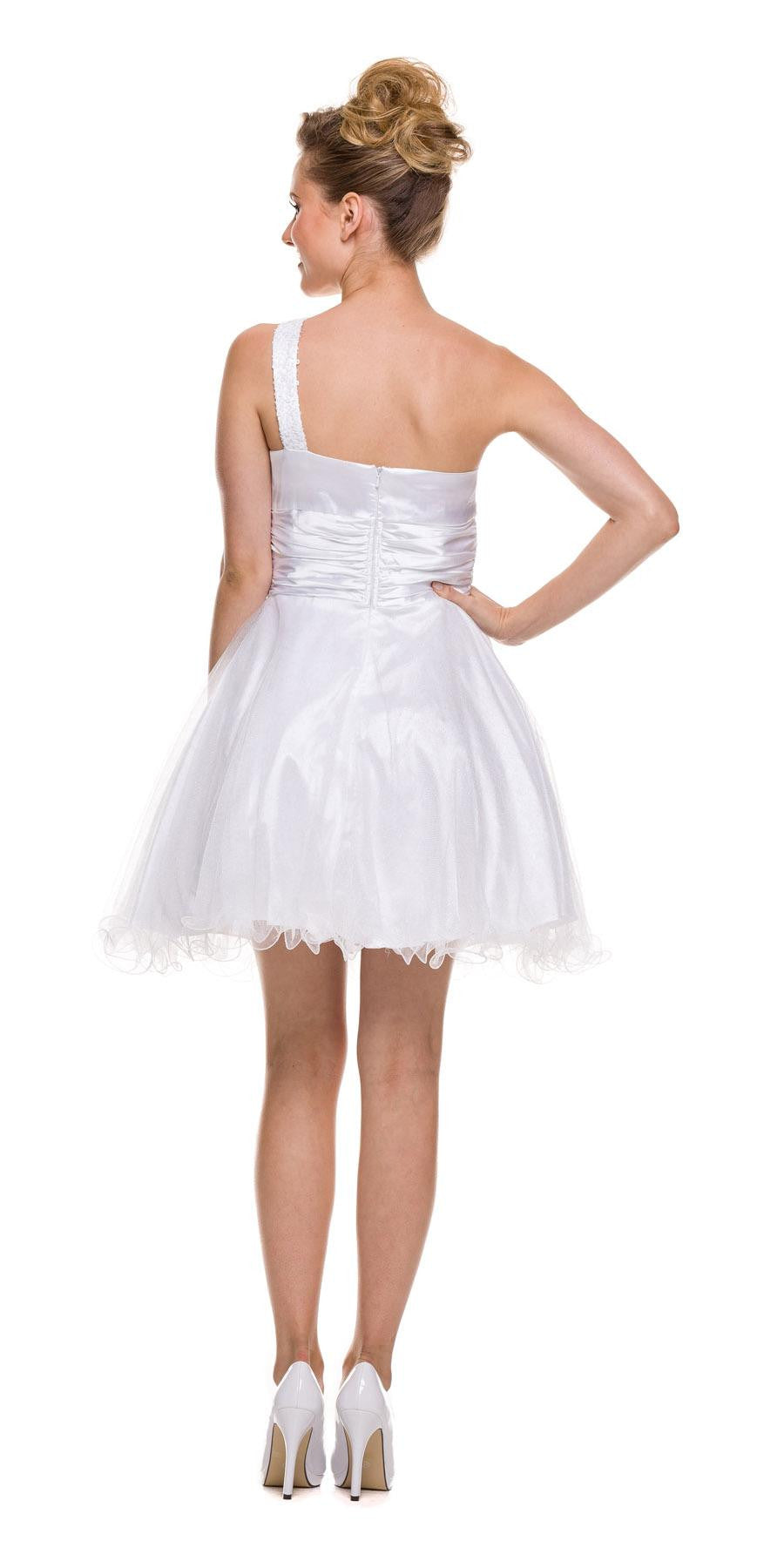 Juliet 733 One Shoulder Short Dress Sparkly Sequins Glitter Tulle Skirt by DiscountDressShop