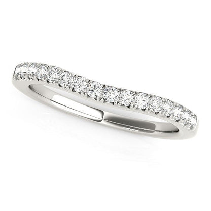 14k White Gold Pave Set Round Curved Wedding Band (1/4 cttw) by Bids.com