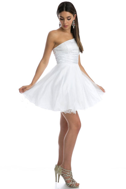 Juliet 733 One Shoulder Short Dress Sparkly Sequins Glitter Tulle Skirt by DiscountDressShop