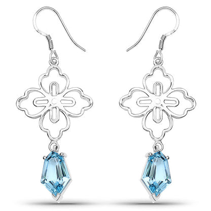 12.82 Carat Genuine Swiss Blue Topaz .925 Sterling Silver Earrings by Bids.com