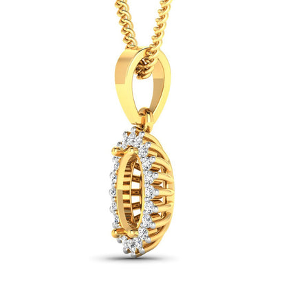 0.13 Carat Genuine White Diamond 14K Yellow Gold Semi Mount Pendant - holds 8x6mm Oval Gemstone by Bids.com