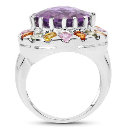 10.16 Carat Genuine Multi Stone .925 Sterling Silver Ring by Bids.com