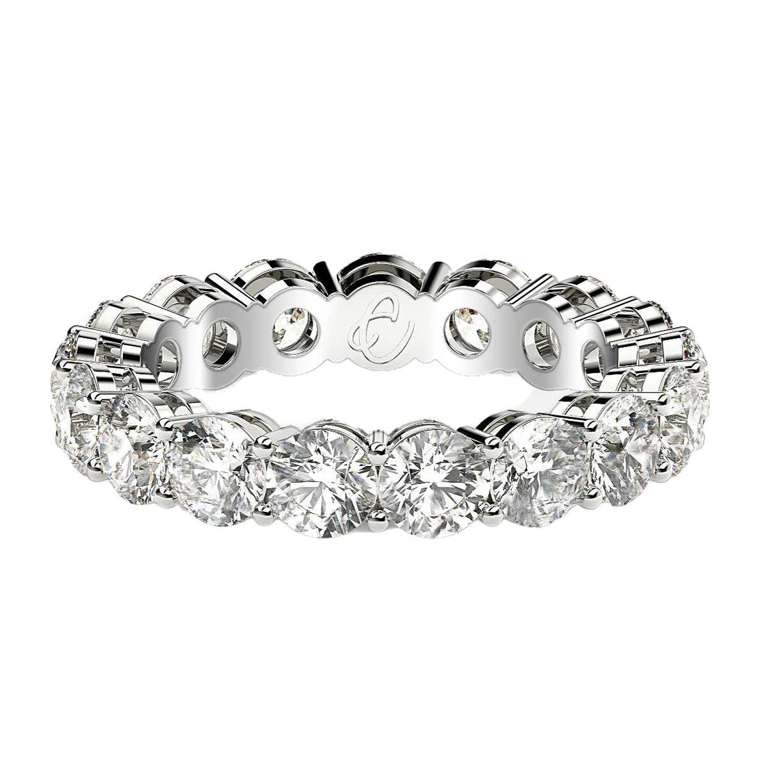 Round Cut Lab Grown Diamond Eternity Ring in 14k White Gold (3 cttw FG/VS2) by Bids.com