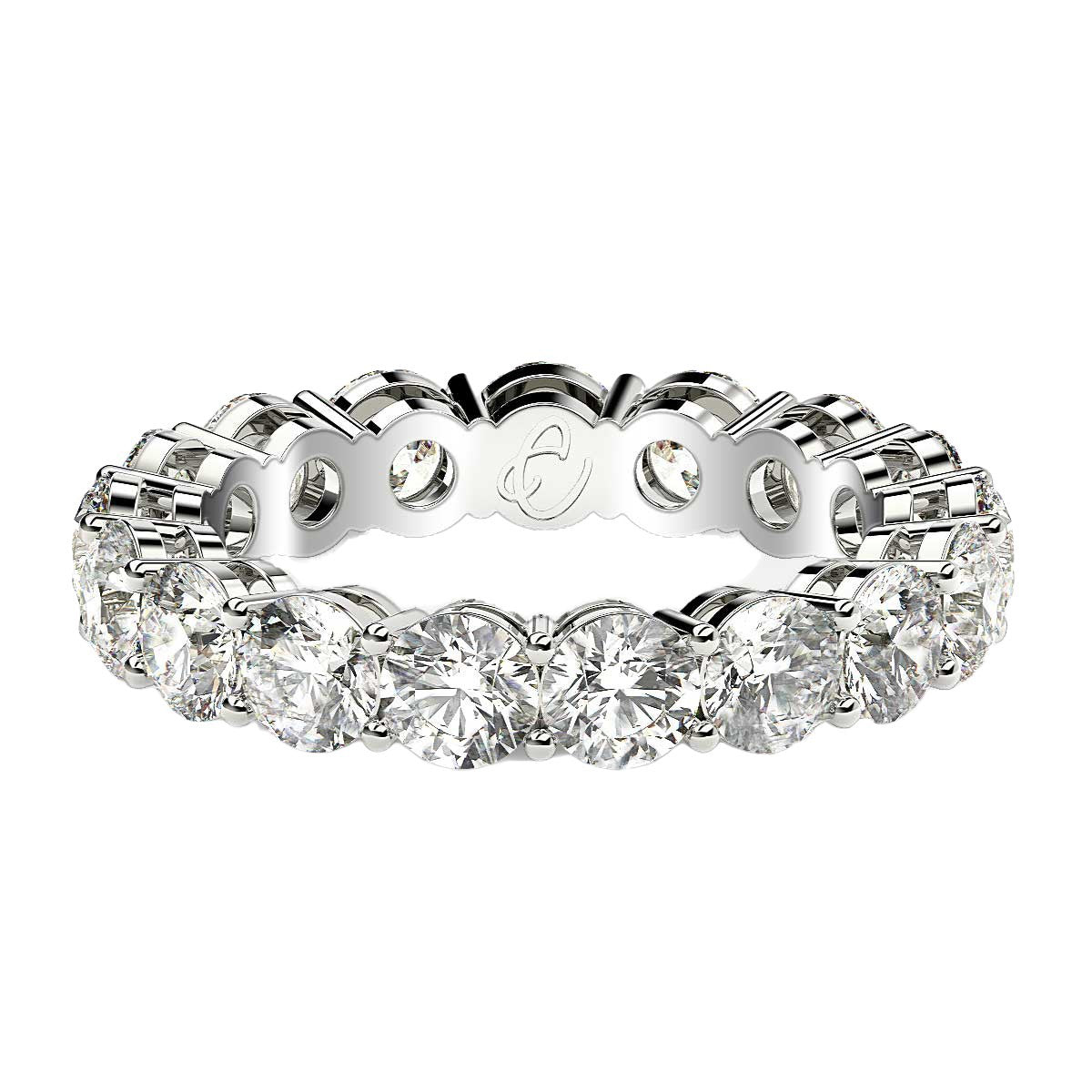 Round Cut Lab Grown Diamond Eternity Ring in 14k White Gold (3 cttw FG/VS2) by Bids.com