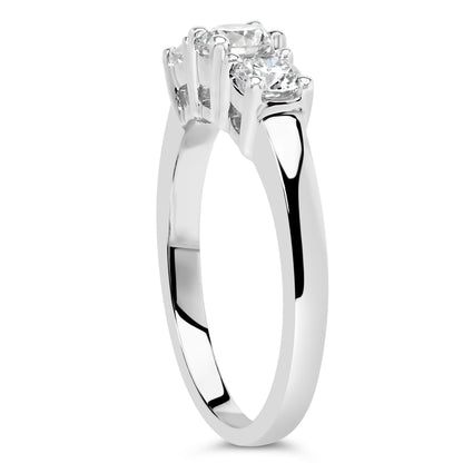 14K White Gold 3/4 Cttw Lab Grown Diamond 3 Stone Ring Band (F-G Color, VS2-SI1 Clarity)- Size 7 by Bids.com