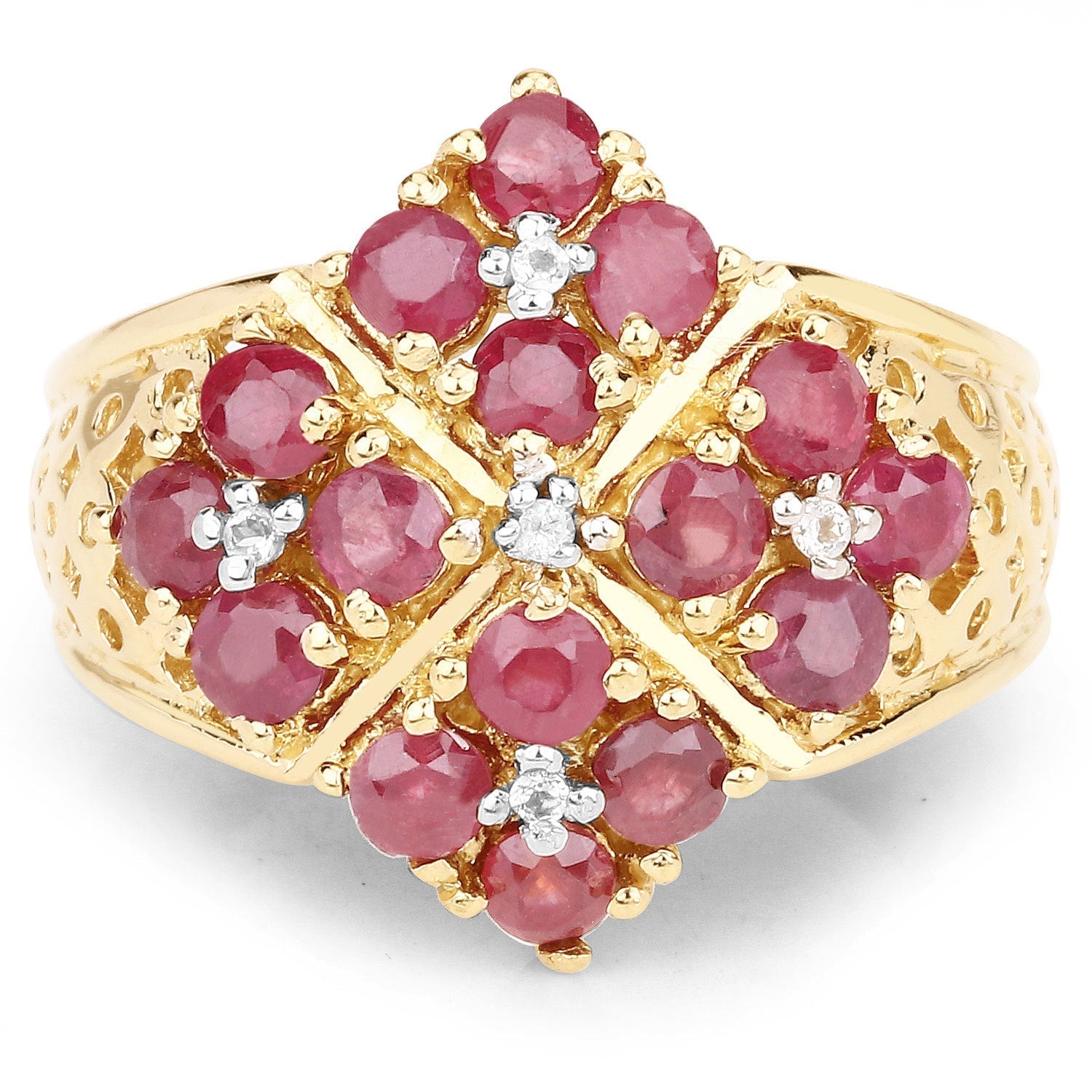 2.13 Carat Genuine Ruby and White Topaz .925 Sterling Silver Ring  DestGlow