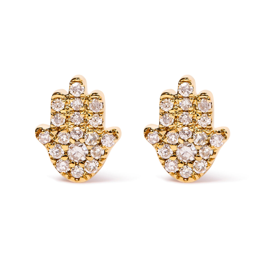 10K Yellow Gold Diamond Accented Hamsa Stud Earrings (H-I Color, I1-I2 Clarity) by Bids.com