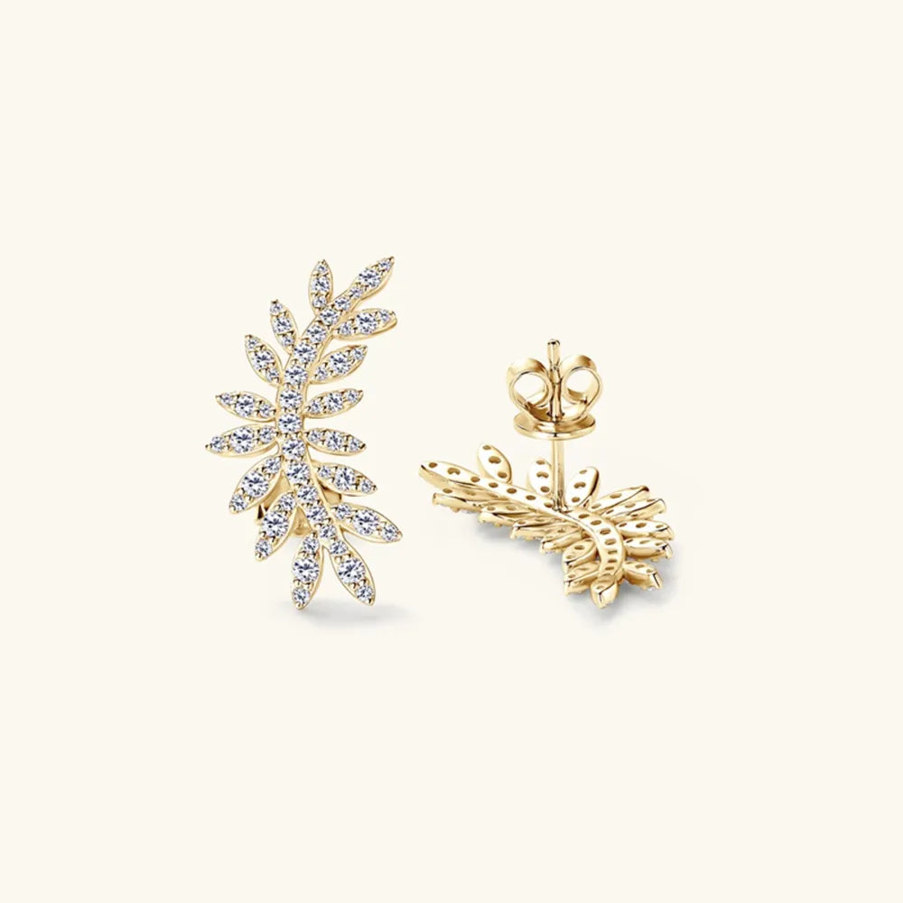 Sparkala™ 925 Sterling Silver Leaf Shape Stud Earrings by Sparkala