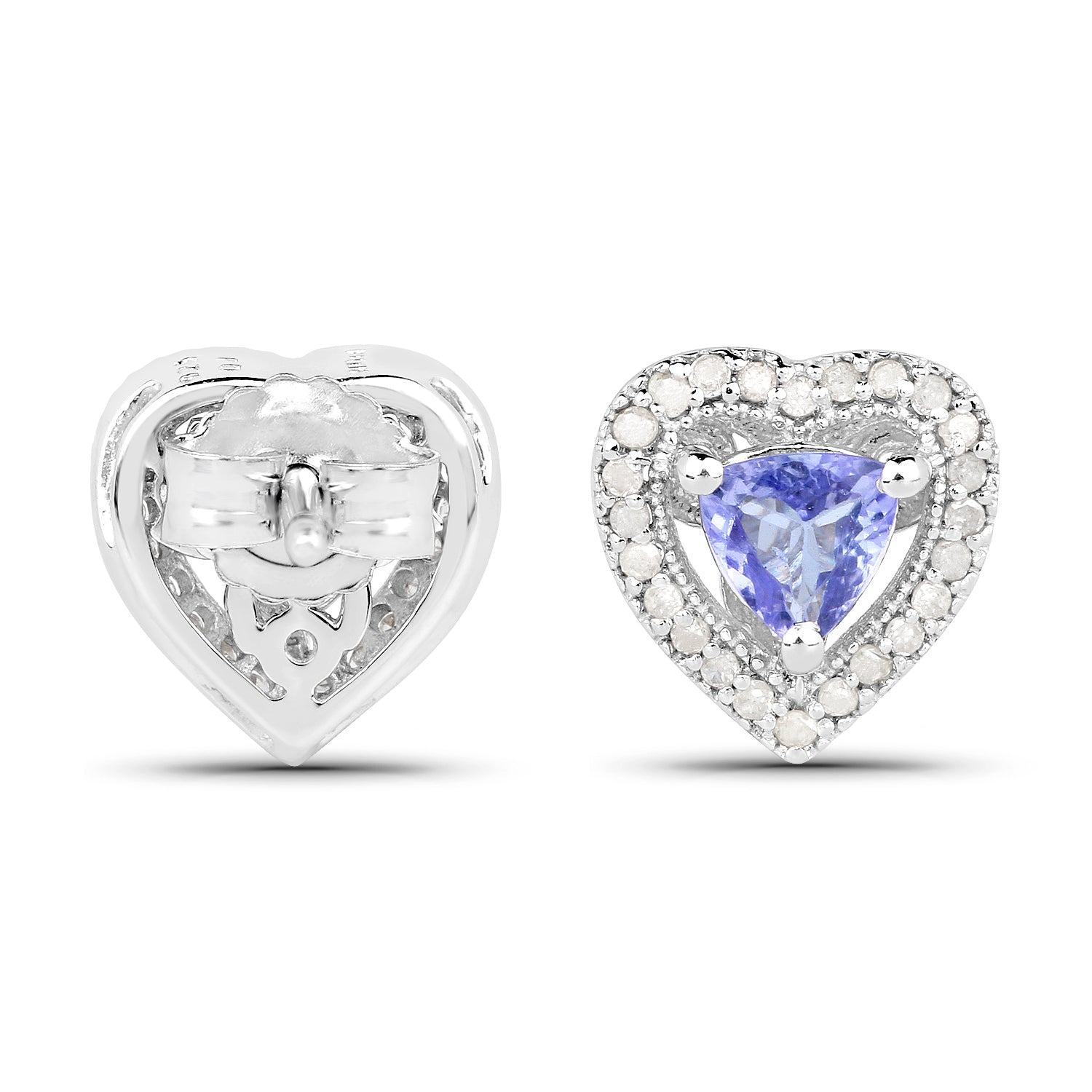 1.20 Carat Genuine Tanzanite &amp; White Diamond .925 Sterling Silver Earrings  DestGlow