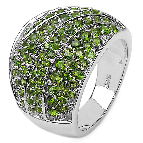 3.16 Carat Genuine Chrome Diopside .925 Sterling Silver Ring by Bids.com