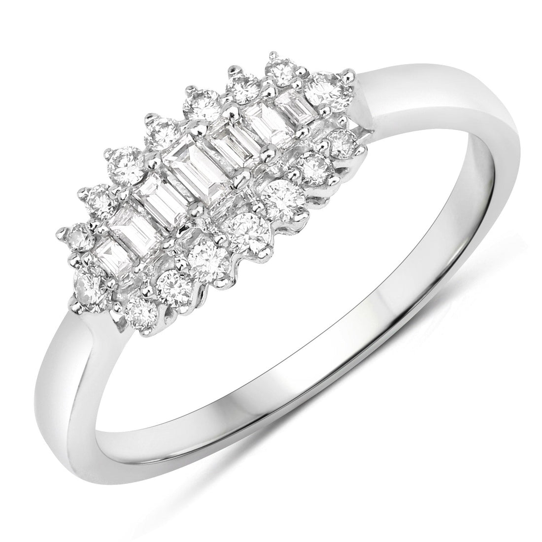 0.37 Carat Genuine White Diamond 14K White Gold Ring (E-F Color, VS-SI Clarity) by Bids.com