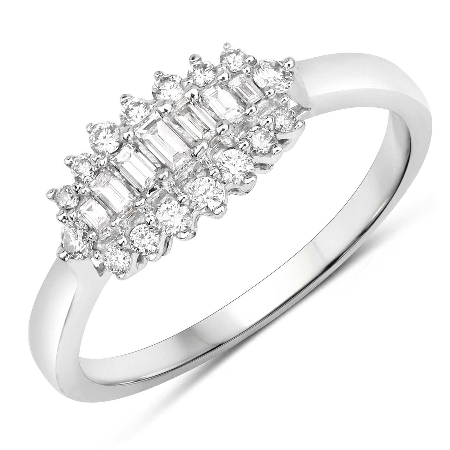 0.37 Carat Genuine White Diamond 14K White Gold Ring (E-F Color, VS-SI Clarity) by Bids.com