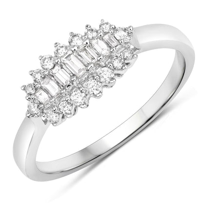 0.37 Carat Genuine White Diamond 14K White Gold Ring (E-F Color, VS-SI Clarity) by Bids.com