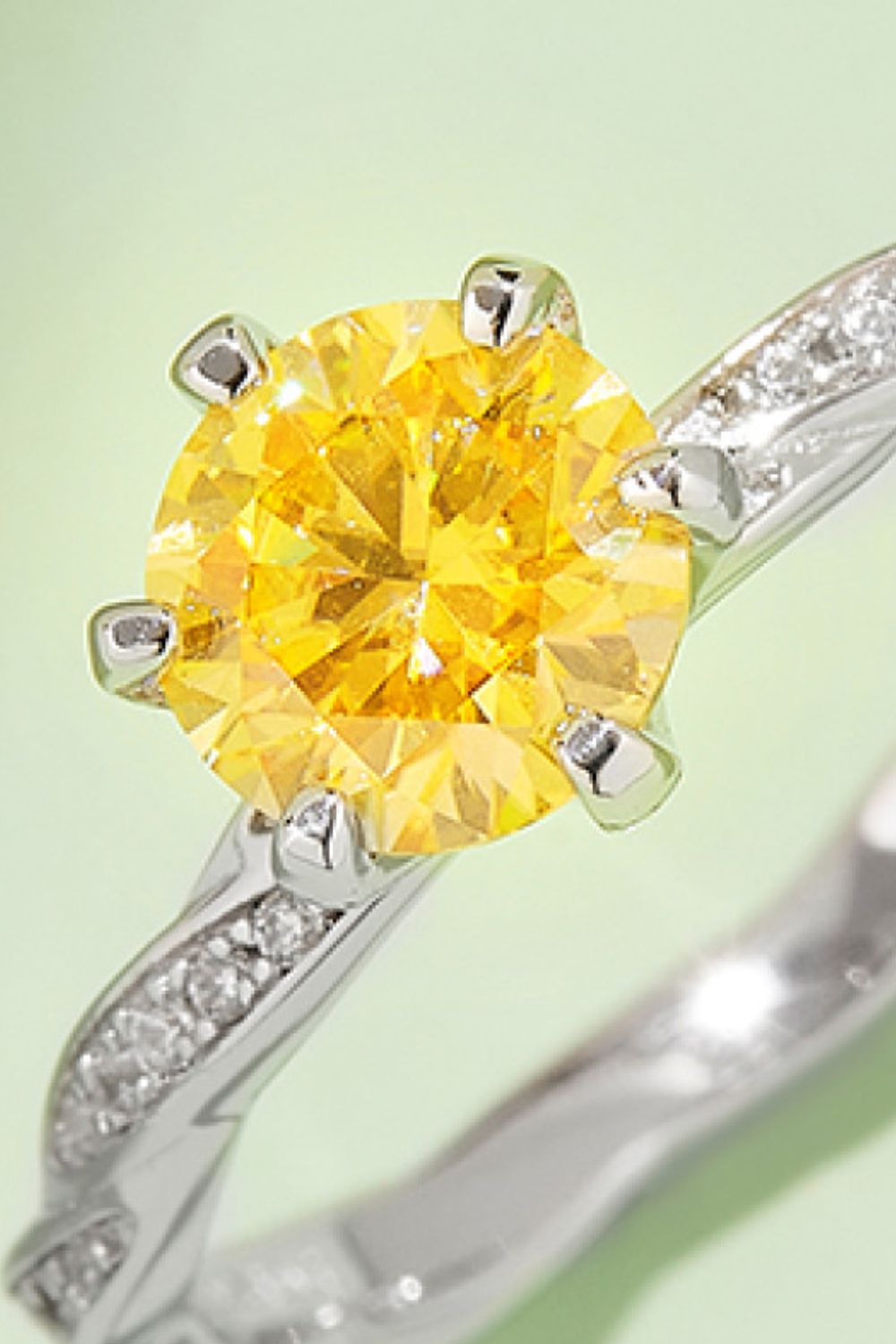 1 Carat Brilliant Round Cut Sparkala™ Contrast Platinum Over Pure Sterling Silver Ring (Yellow, Pink, or Blue) - DestGlow
