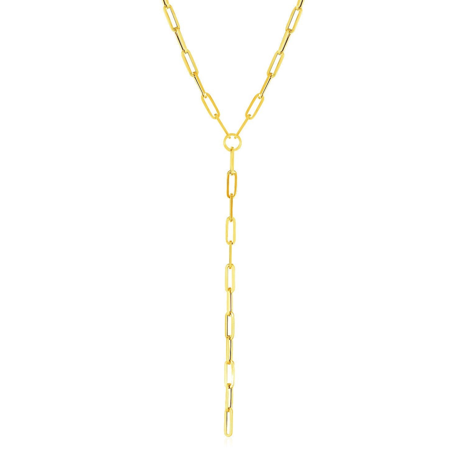14k Yellow Gold Paperclip Chain Lariat Necklace by Bids.com