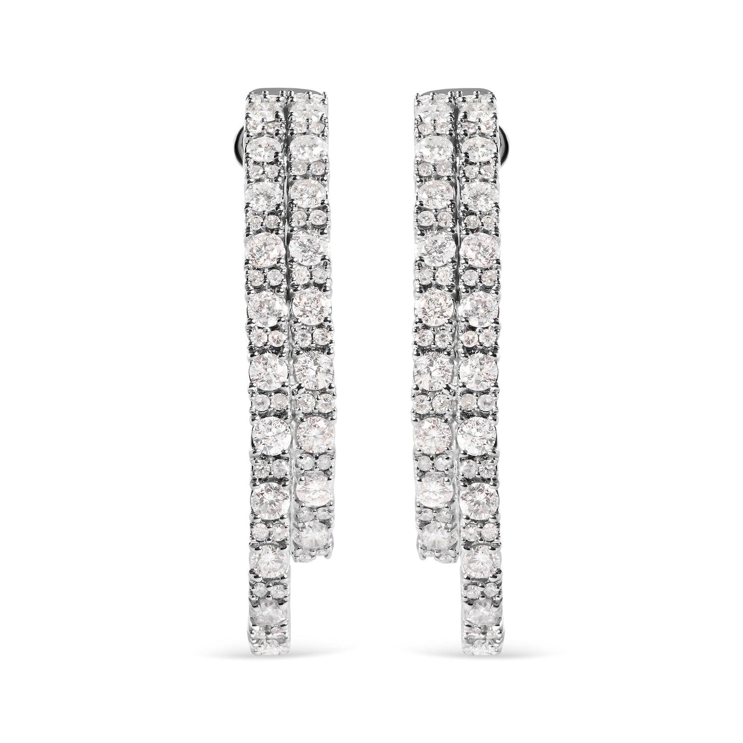 14K White Gold 4.0 Cttw Diamond Asymmetrical Inside Out Double-Hoop Earrings (I-J Color, I1-I2 Clarity) by Bids.com