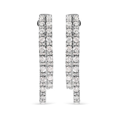 14K White Gold 4.0 Cttw Diamond Asymmetrical Inside Out Double-Hoop Earrings (I-J Color, I1-I2 Clarity) by Bids.com