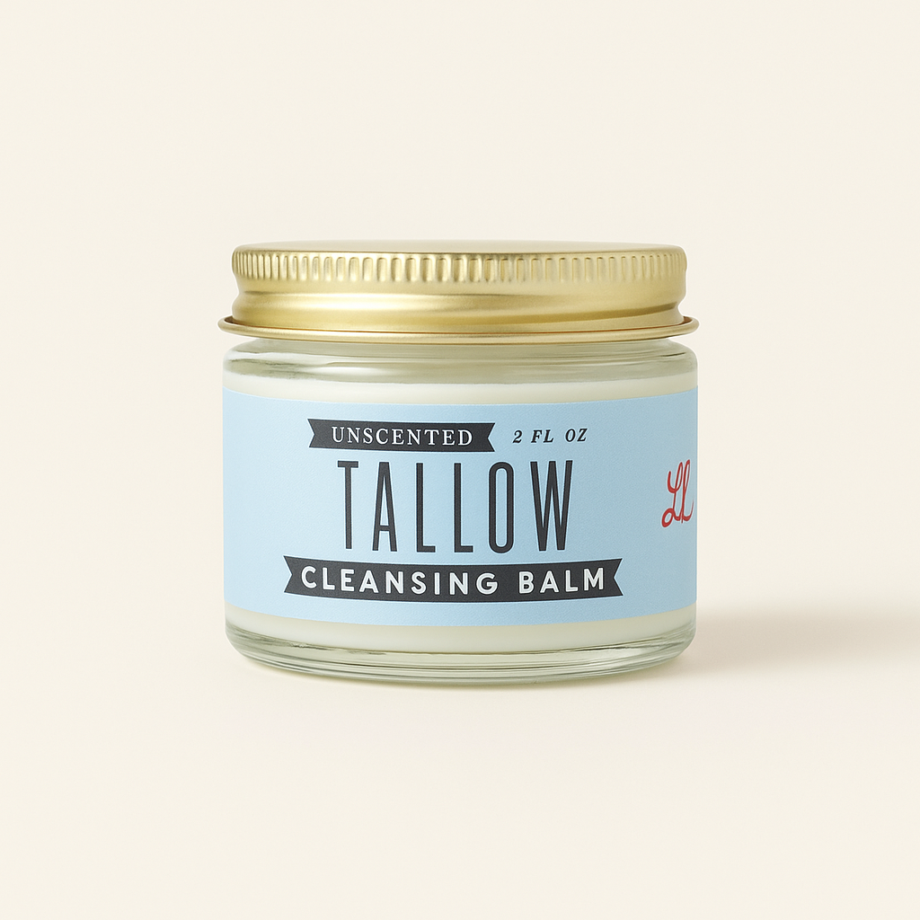Unscented Tallow Cleansing Balm | Natural Makeup Remover &amp; Deep Moisturizing Cleanser | Grass-Fed Beef Tallow with Castor Oil by Lady May Tallow