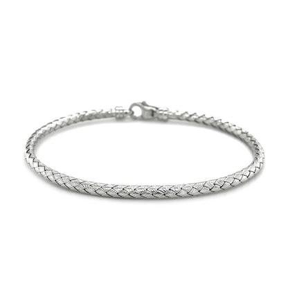 Fancy Weave Bangle in 14k White Gold (3.0mm)  DestGlow