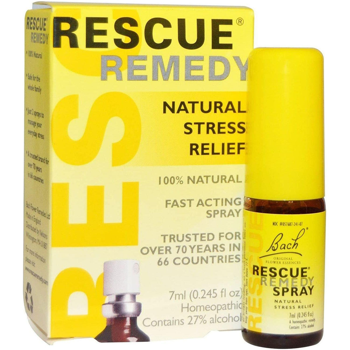 Bach Flower Rescue Remedy Spray - Natural Stress Relief 0.25 oz by Pasteur Pharmacy