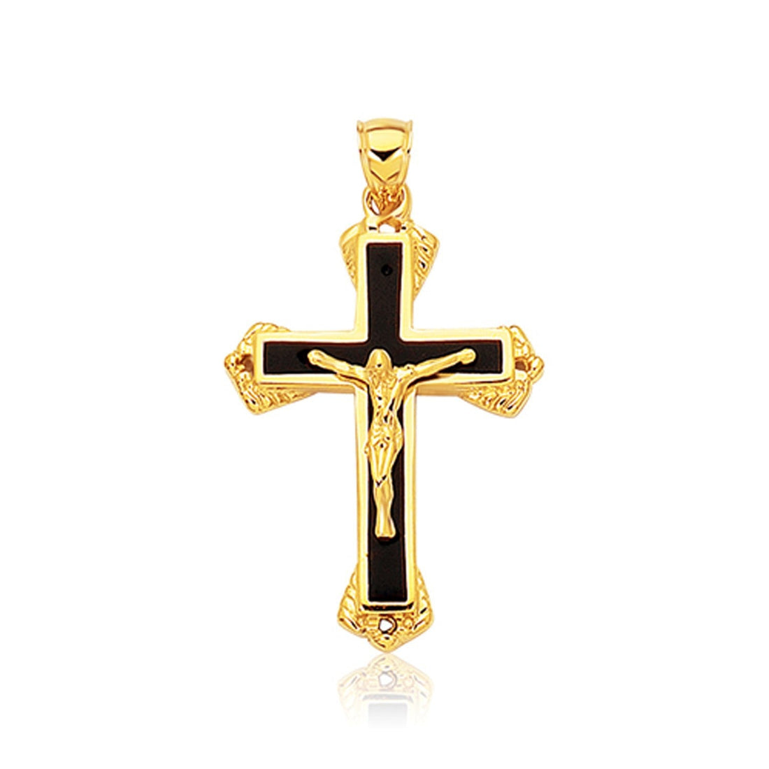 14k Yellow Gold Black Onyx Cross Pendant by Bids.com