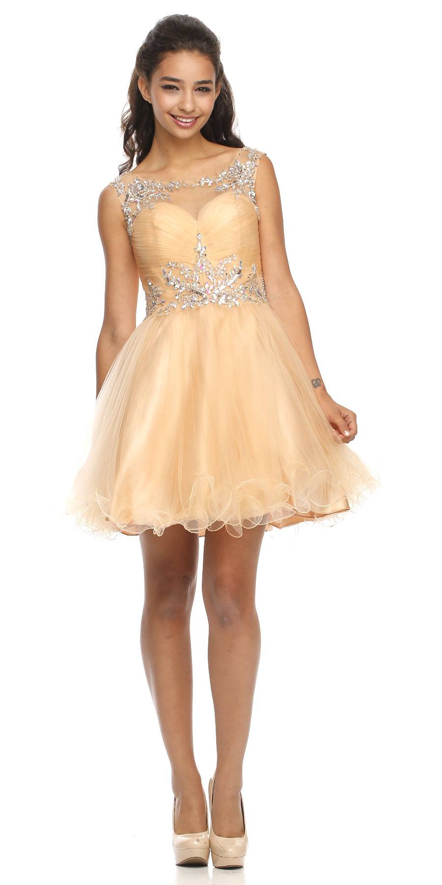 CLEARANCE - Juliet 742 Cap Sleeve Baby Doll Dress Short A-Line Poofy Tulle (Size 2XL) by DiscountDressShop