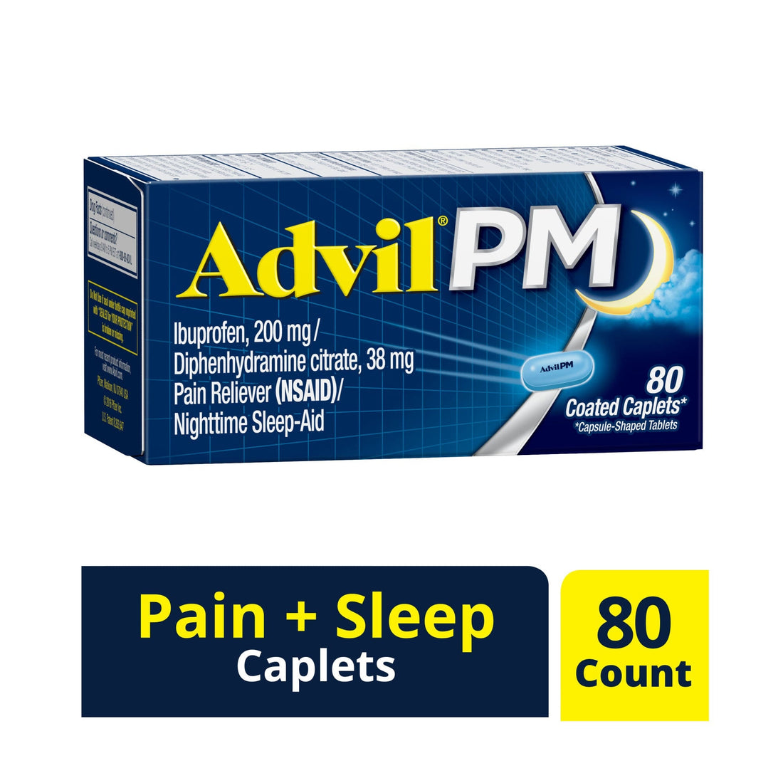 Advil PM - Pain Reliever - Nighttime Sleep Aid Coated Caplets by Pasteur Pharmacy
